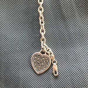 Sterling Silver Heart Link Charm Bracelet